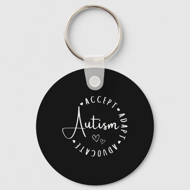 Autism Awareness Accept Adapt Advocate Understand  Keychain (Front)
