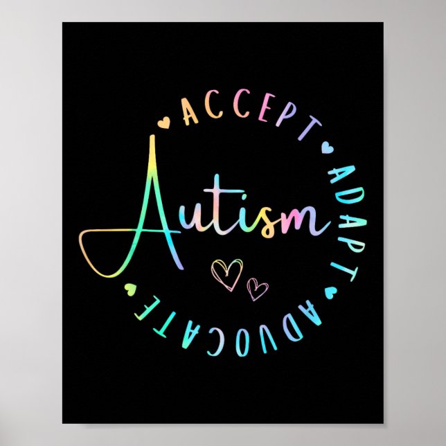 Autism Awareness Accept Adapt Advocate Understand  Poster (Front)