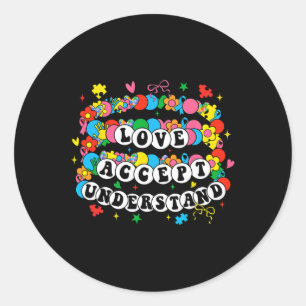 Autism Awareness Accept Love Understand Bracelet G Classic Round Sticker