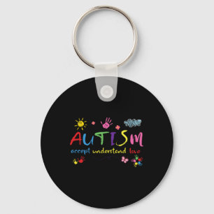 Autism Awareness Accept Love Understand Girl Women Keychain