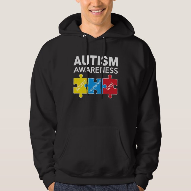 Autism Awareness Accept Support Love Puzzle Men Wo Hoodie (Front)