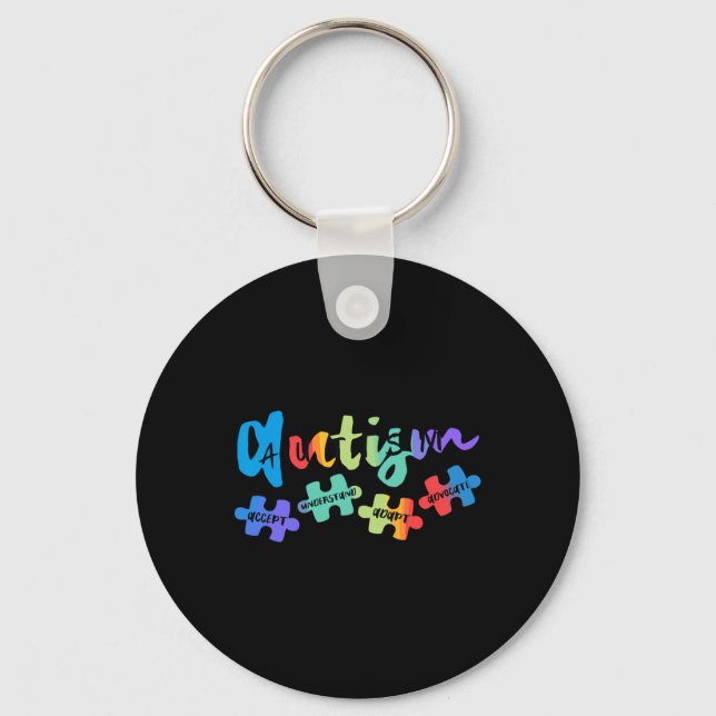 Autism Awareness Accept Understand Love Asd Rainbo Keychain (Front)
