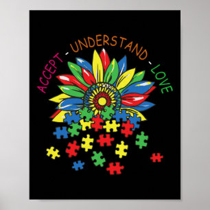 Autism Awareness Accept Understand Love Asd Rainbo Poster