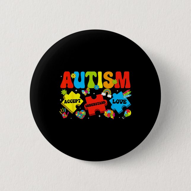 Autism Awareness Accept Understand Love Puzzles Au 2 Inch Round Button (Front)