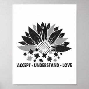 Autism Awareness Accept Understand Love Sunflower Poster
