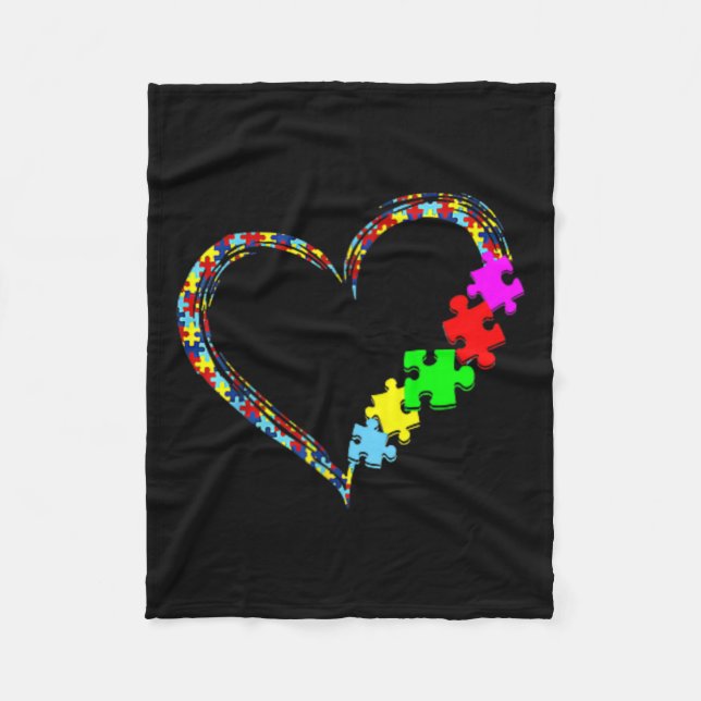 Autism Awareness Accept Understand Love Support Bl Fleece Blanket (Front)