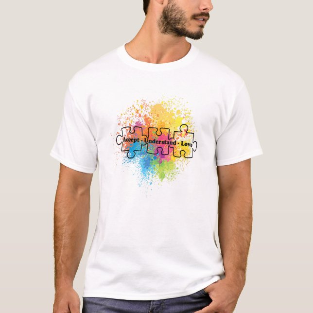 Autism Awareness Accept Understand Love Support Te T-Shirt (Front)