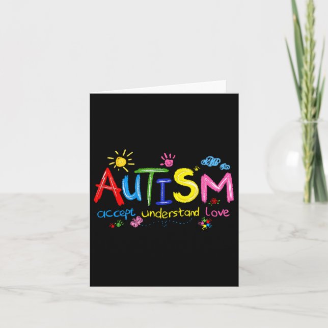 Autism Awareness Accept Understand Love Teachers K Card (Front)