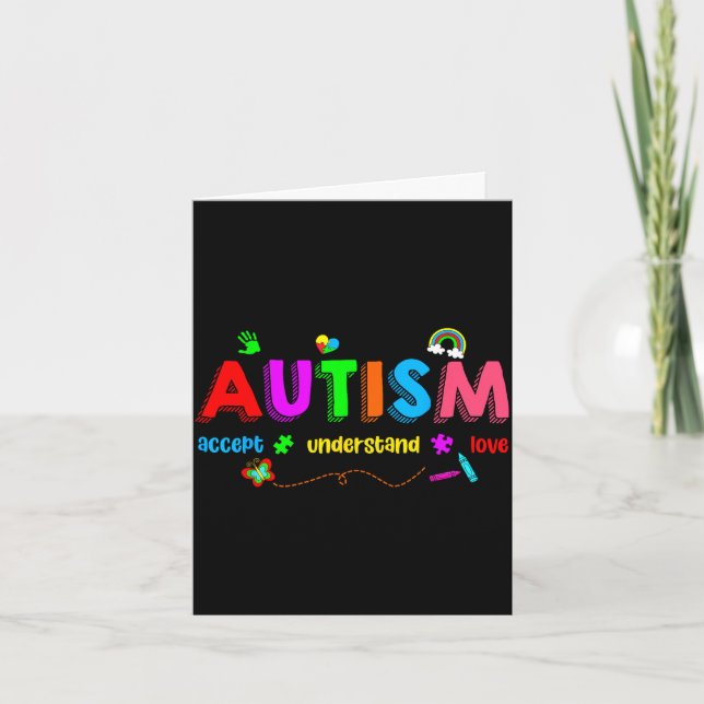 Autism awareness accept understand teacher men card (Front)