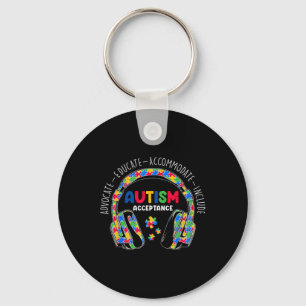Autism Awareness Acceptance Headphones Teacher Boy Keychain