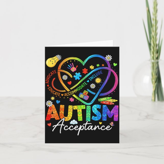 Autism Awareness Acceptance Heart Infinity Symbol Card (Front)
