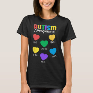 Autism Awareness Acceptance Heart Men Women T-Shirt