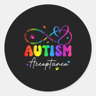 Autism awareness acceptance infinity symbol classic round sticker