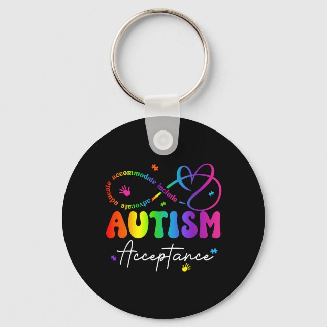 Autism Awareness Acceptance Infinity Symbol Keychain (Front)