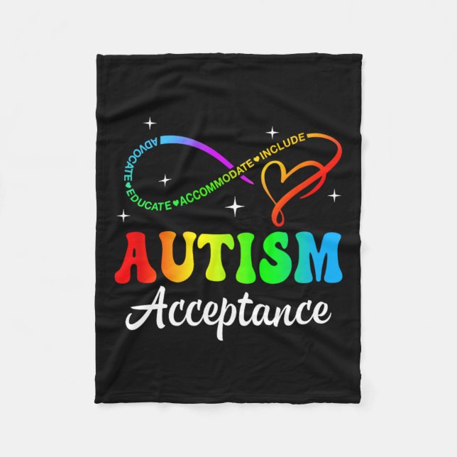 Autism Awareness Acceptance Infinity Symbol Men Wo Fleece Blanket (Front)