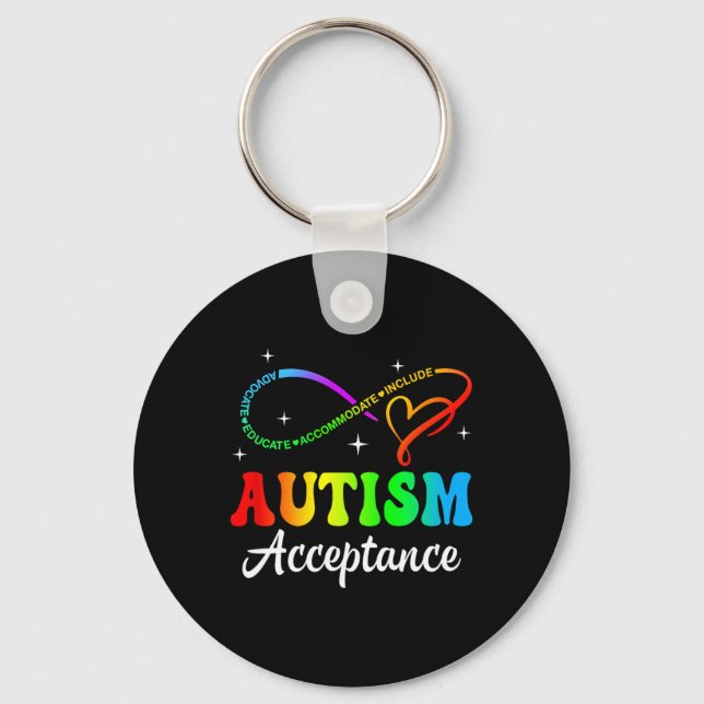 Autism Awareness Acceptance Infinity Symbol Men Wo Keychain (Front)