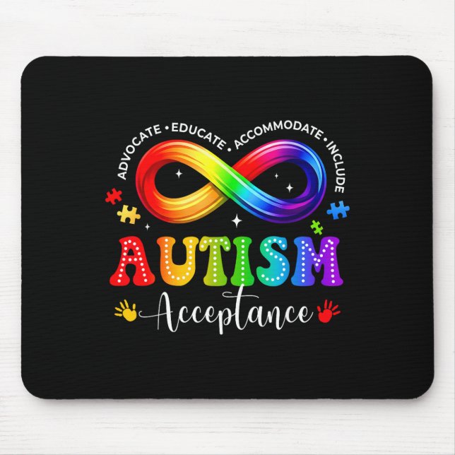 Autism awareness acceptance infinity symbol mouse pad (Front)