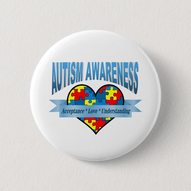 Autism Awareness Acceptance Love Understanding 2 Inch Round Button (Front)