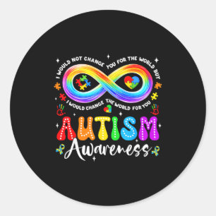 Autism Awareness Acceptance Rainbow Infinity Symbo Classic Round Sticker