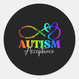 Autism Awareness Acceptance Shirt Infinity Symbol  Classic Round Sticker