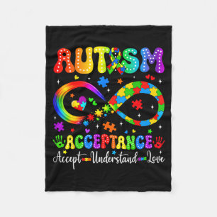 Autism Awareness Acceptance Shirt Infinity Symbol Fleece Blanket