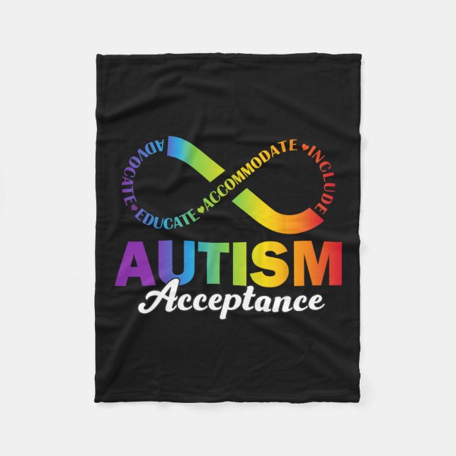 Autism Awareness Acceptance Shirt Infinity Symbol  Fleece Blanket (Front)