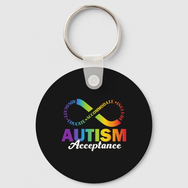 Autism Awareness Acceptance Shirt Infinity Symbol  Keychain (Front)