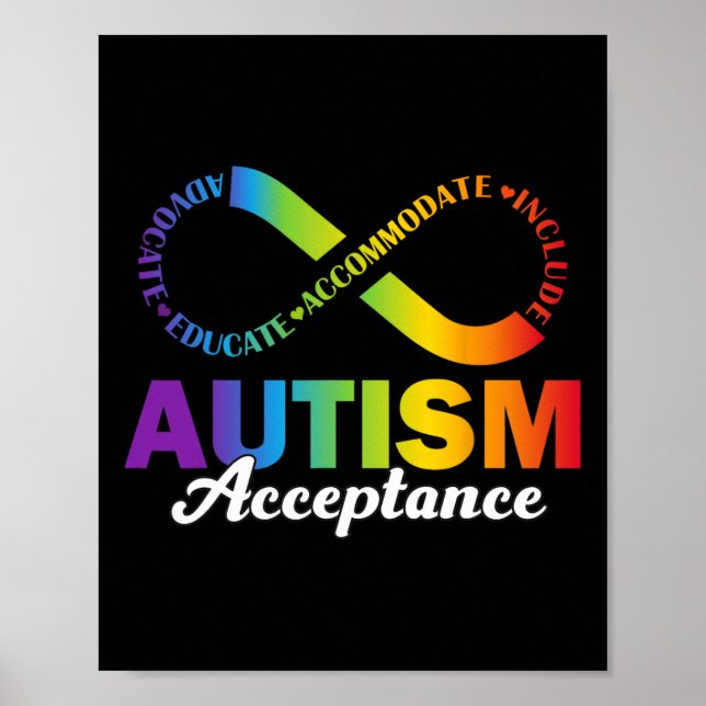 Autism Awareness Acceptance Shirt Infinity Symbol  Poster (Front)