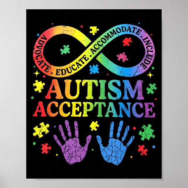 Autism Awareness Acceptance Shirt Infinity Symbol Poster (Front)