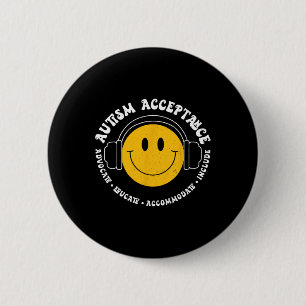 Autism Awareness Acceptance Smile Face Funny Kids 2 Inch Round Button