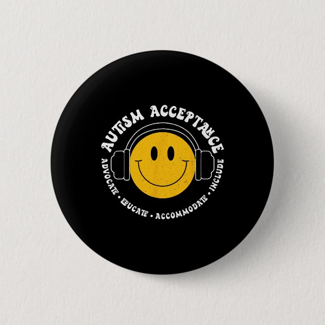 Autism Awareness Acceptance Smile Face Funny Kids  2 Inch Round Button (Front)