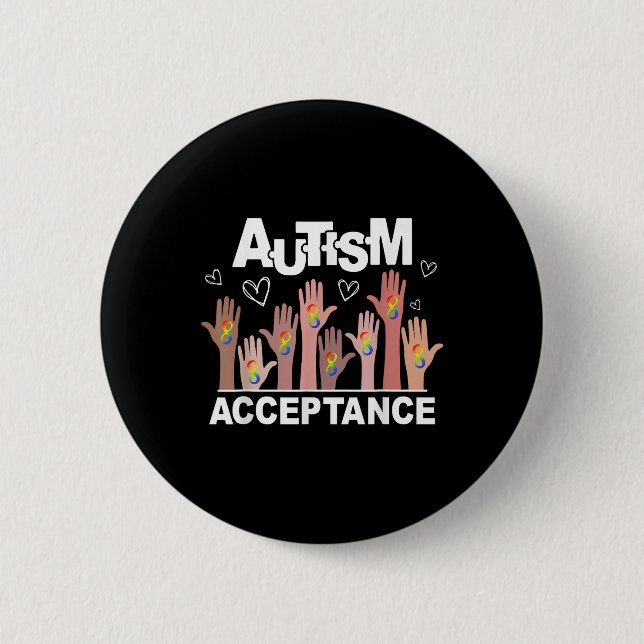 Autism Awareness Acceptance Wear Red Instead Men W 2 Inch Round Button (Front)