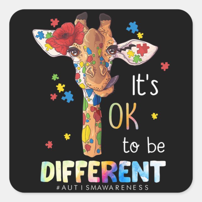 Autism Awareness Acceptance Women Kid Its Ok To Be Square Sticker (Front)