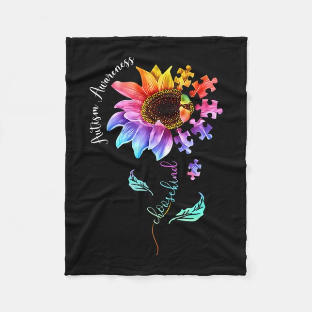 Autism Awareness Acceptance Women Mom Teacher Choo Fleece Blanket (Front)