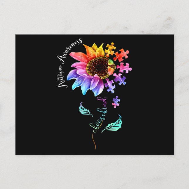 Autism Awareness Acceptance Women Mom Teacher Choo Postcard (Front)