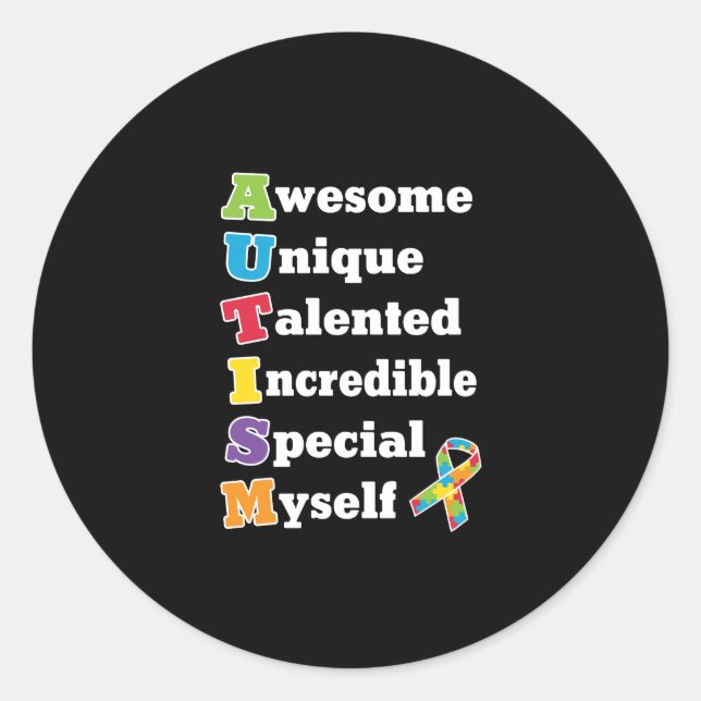 Autism Awareness Acronym Classic Round Sticker (Front)