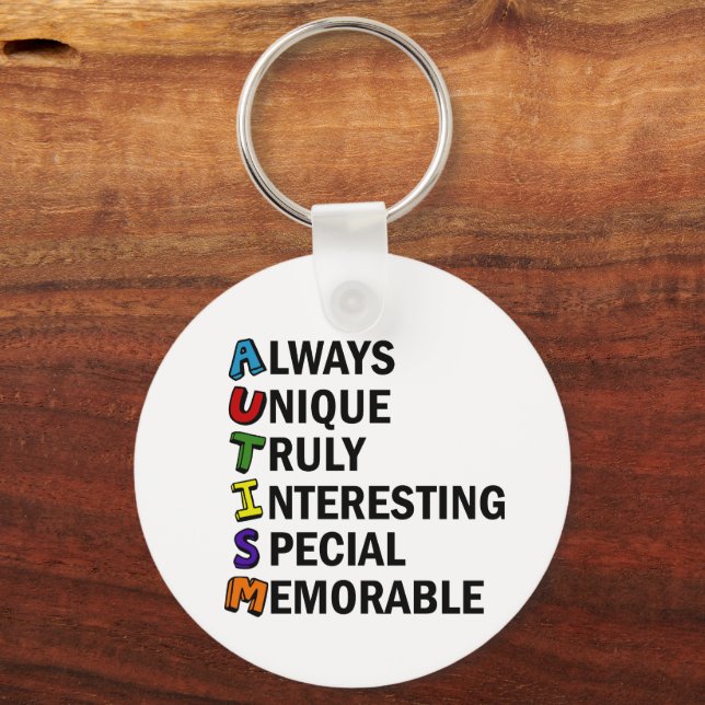 Autism Awareness Acrostic Cute Rainbow Word Poem Keychain (Front)