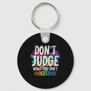 Autism Awareness Adult Uni-kids Black Short Sleeve Keychain