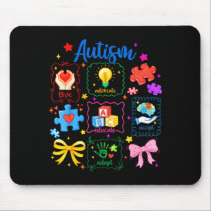 Autism awareness advocate love coquette bow girl mouse pad