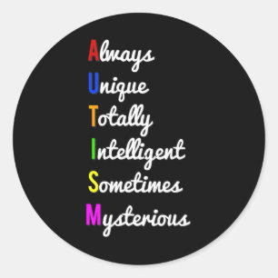 Autism Awareness Always Unique Classic Round Sticker
