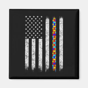 Autism Awareness American Flag Magnet