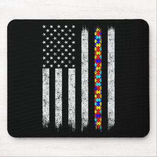 Autism Awareness American Flag Mouse Pad