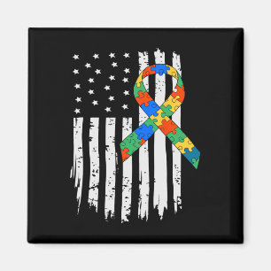 Autism Awareness American Flag Puzzle Autism Usa F Magnet