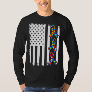 Autism Awareness American Flag T-Shirt