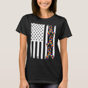 Autism Awareness American Flag T-Shirt