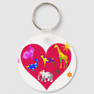 Autism Awareness Animals Keychain