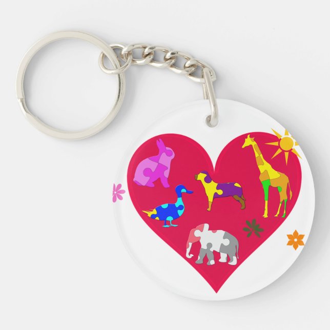 Autism Awareness Animals Keychain (Front)