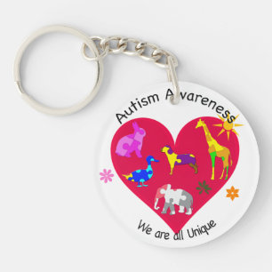 Autism Awareness Animals Keychain