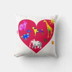 Autism Awareness Animals Throw Pillow