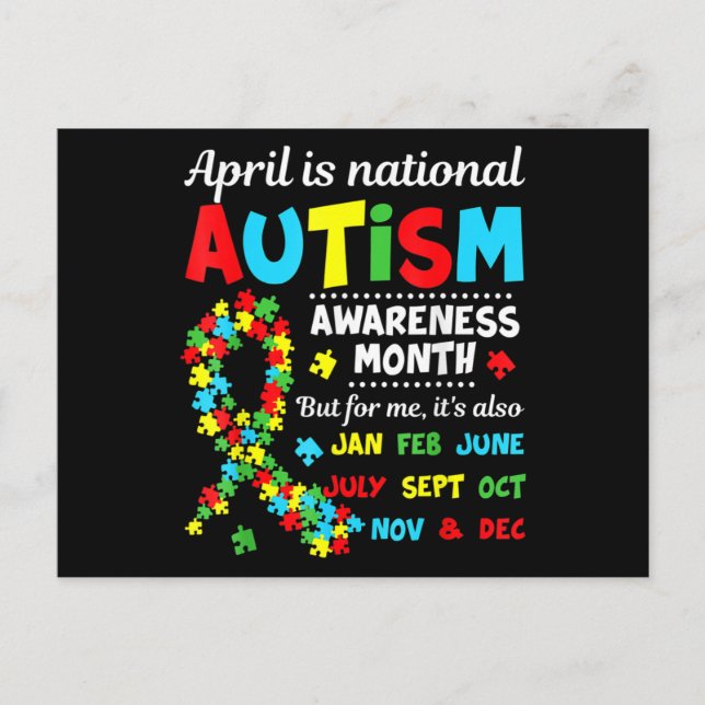 Autism Awareness - April is National Autism Awaren Postcard (Front)